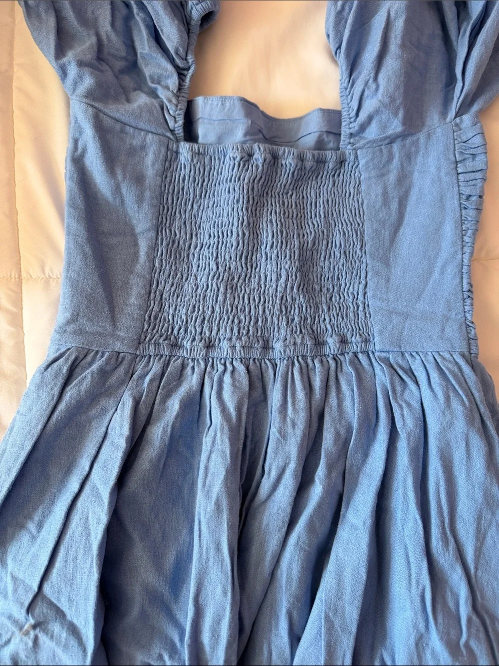 Abercrombie & Fitch Sky Blue Puff-Sleeve Tiered Maxi Dress